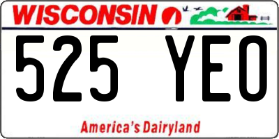 WI license plate 525YEO