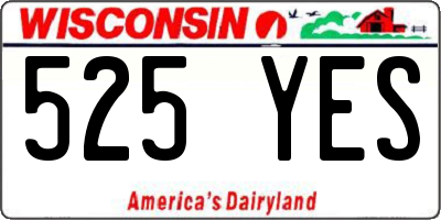 WI license plate 525YES