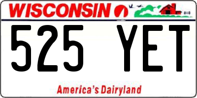 WI license plate 525YET