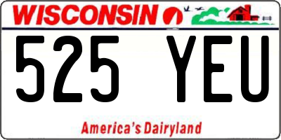 WI license plate 525YEU