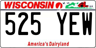WI license plate 525YEW