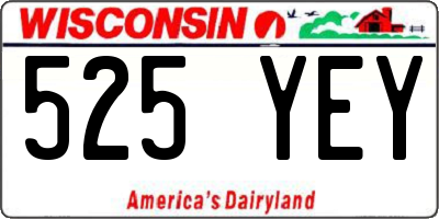 WI license plate 525YEY