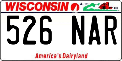 WI license plate 526NAR