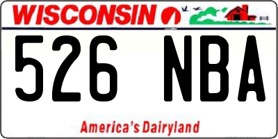 WI license plate 526NBA