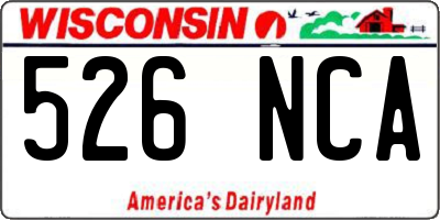 WI license plate 526NCA