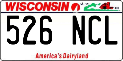 WI license plate 526NCL