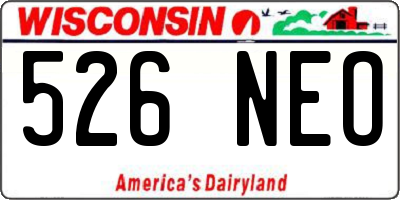 WI license plate 526NEO