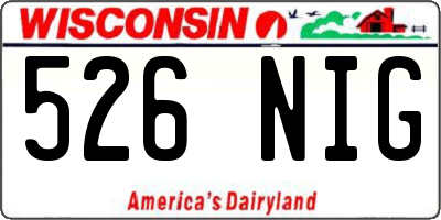 WI license plate 526NIG