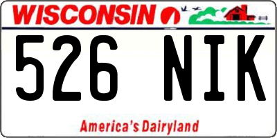 WI license plate 526NIK