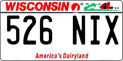 WI license plate 526NIX