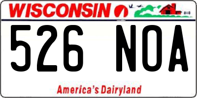 WI license plate 526NOA