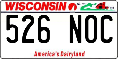 WI license plate 526NOC