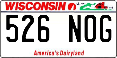 WI license plate 526NOG