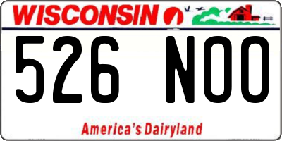 WI license plate 526NOO