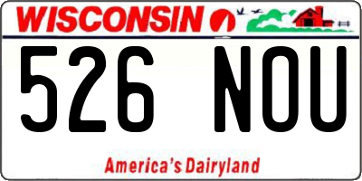 WI license plate 526NOU