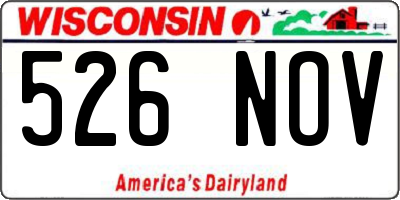WI license plate 526NOV
