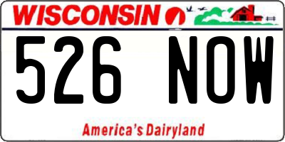 WI license plate 526NOW
