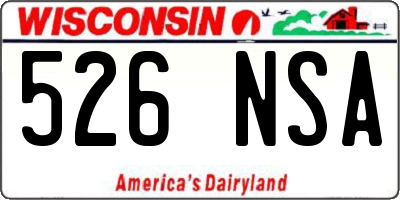 WI license plate 526NSA