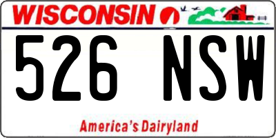 WI license plate 526NSW
