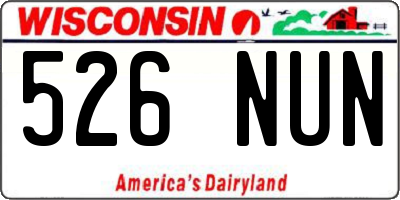 WI license plate 526NUN