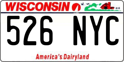 WI license plate 526NYC