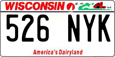 WI license plate 526NYK
