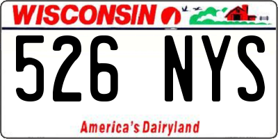 WI license plate 526NYS