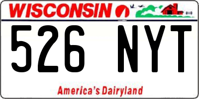 WI license plate 526NYT