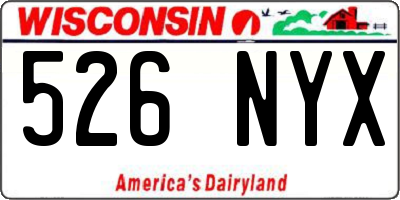 WI license plate 526NYX