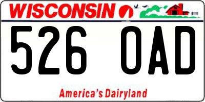 WI license plate 526OAD