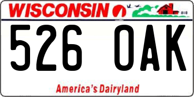 WI license plate 526OAK