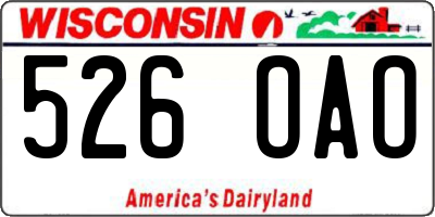 WI license plate 526OAO