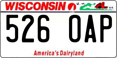 WI license plate 526OAP