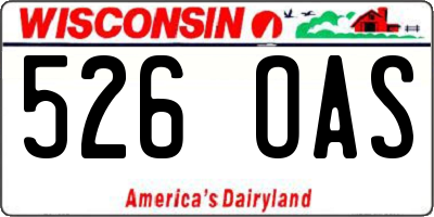WI license plate 526OAS