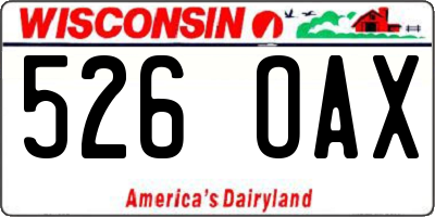 WI license plate 526OAX