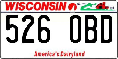 WI license plate 526OBD