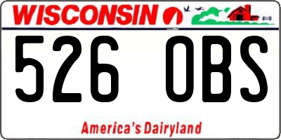 WI license plate 526OBS