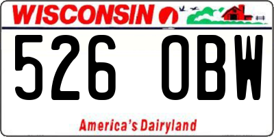 WI license plate 526OBW