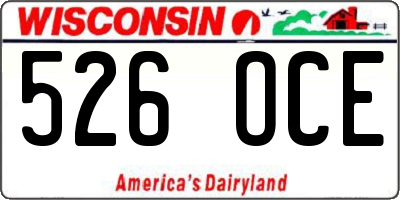 WI license plate 526OCE