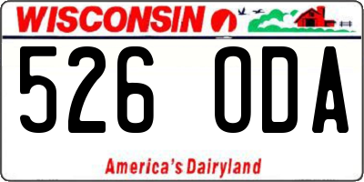 WI license plate 526ODA