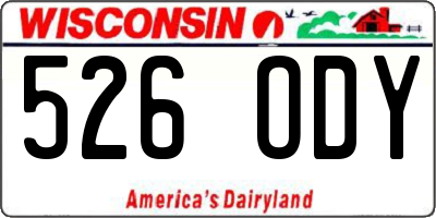 WI license plate 526ODY