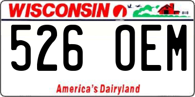 WI license plate 526OEM