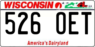 WI license plate 526OET