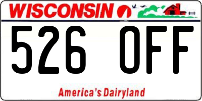 WI license plate 526OFF