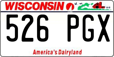 WI license plate 526PGX