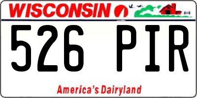 WI license plate 526PIR