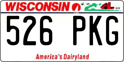 WI license plate 526PKG