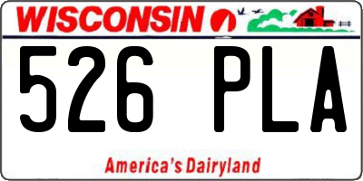 WI license plate 526PLA