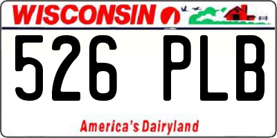 WI license plate 526PLB