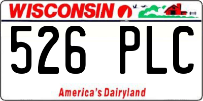 WI license plate 526PLC